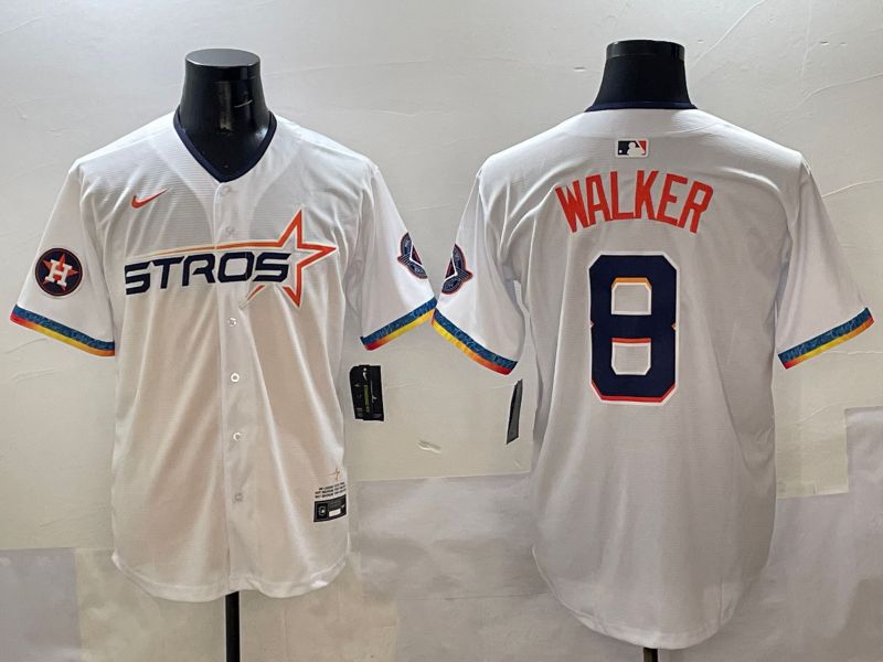 Men Houston Astros 8 Walker White Four generations Joint Name 2025 Nike MLB Jersey style 9